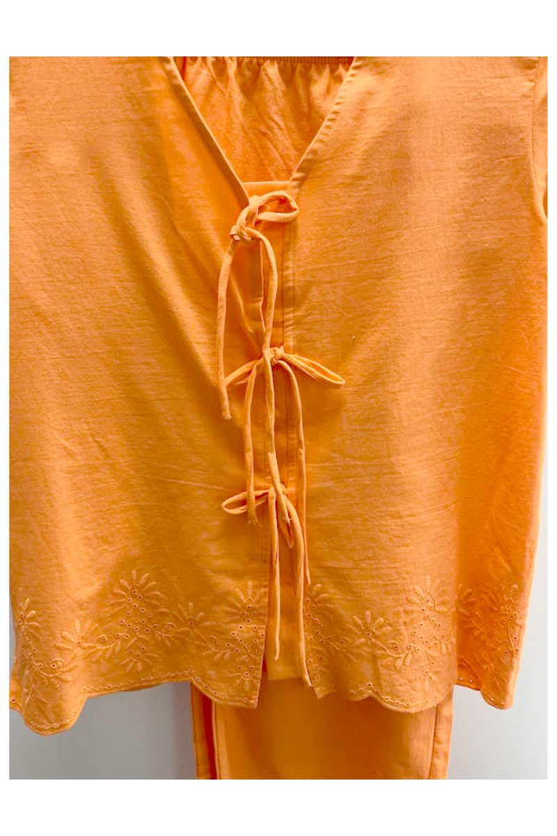 Ladies Orange Broderie Anglaise set