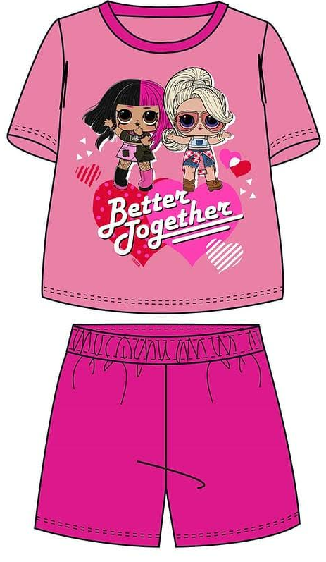 Girls Lol Doll Pink Short Pyjama Set