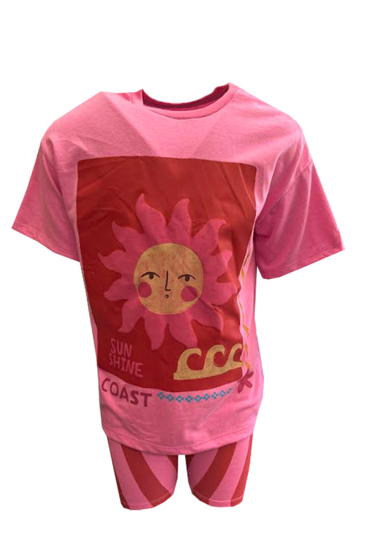 Girls Cycling Shorts & T-shirt 2pce Set.