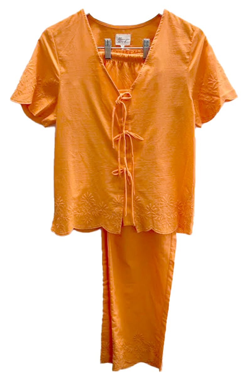 Ladies Orange Broderie Anglaise set